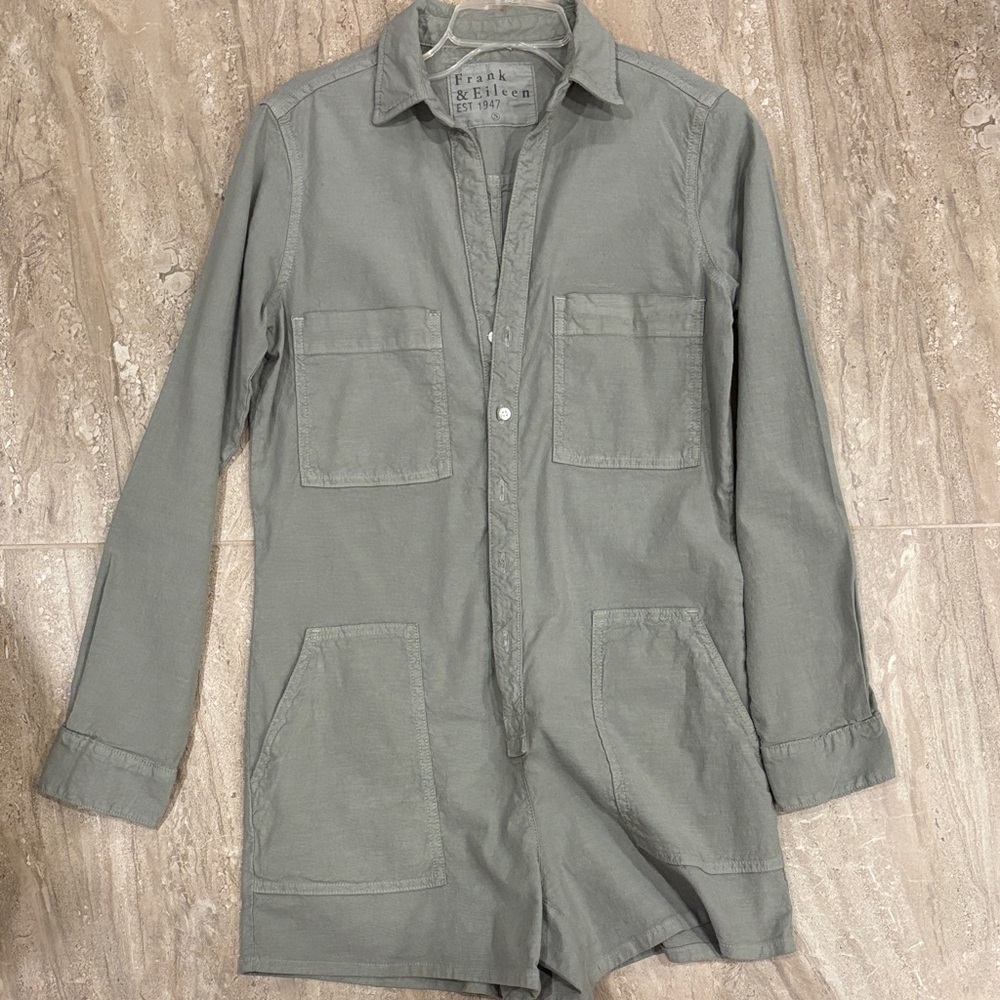 Frank & Eileen Olive-Green Utility Romper Jumpsuit